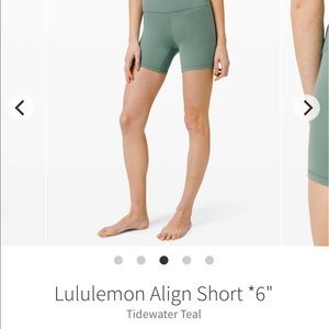 NWT align short tidewater teal 6”